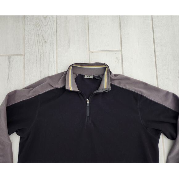 REI Mens Large 1/4 Zip Pullover Shirt Long Sleeve Black Mock Neck Fleece Outdoor - Picture 2 of 8